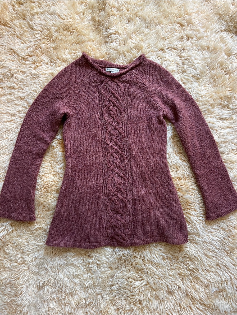 Y2K Royal Robbin’s  Women's Cable-Knit Crewneck Sweater - Muted Dusty Rose